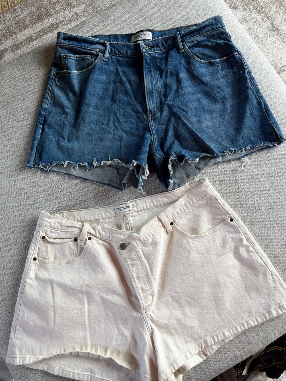 Abercrombie & Fitch Blue and White Denim Cutoff Shorts Duo